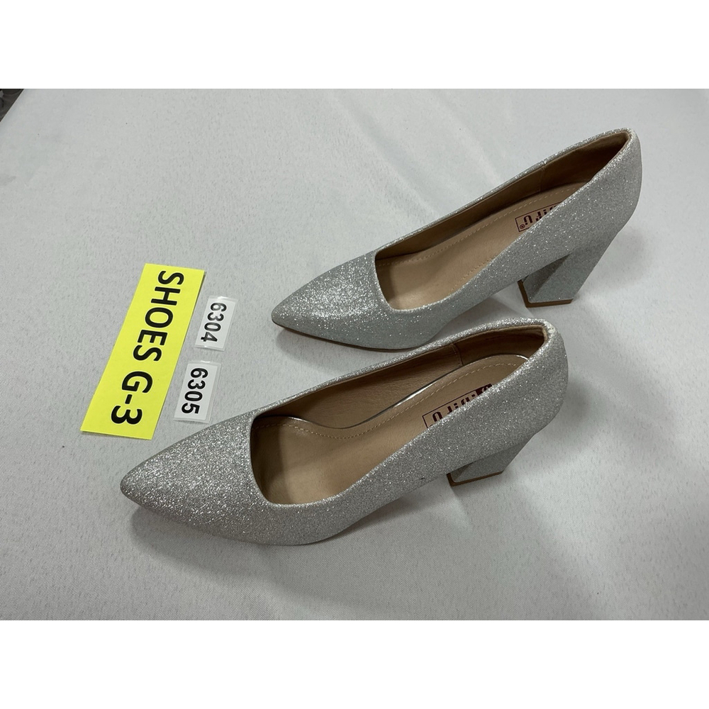 Womans Idifu Slipon Formal Pumps 6 Silver Sparkly Pointed Toe Block Heel NWOT - Picture 3 of 9